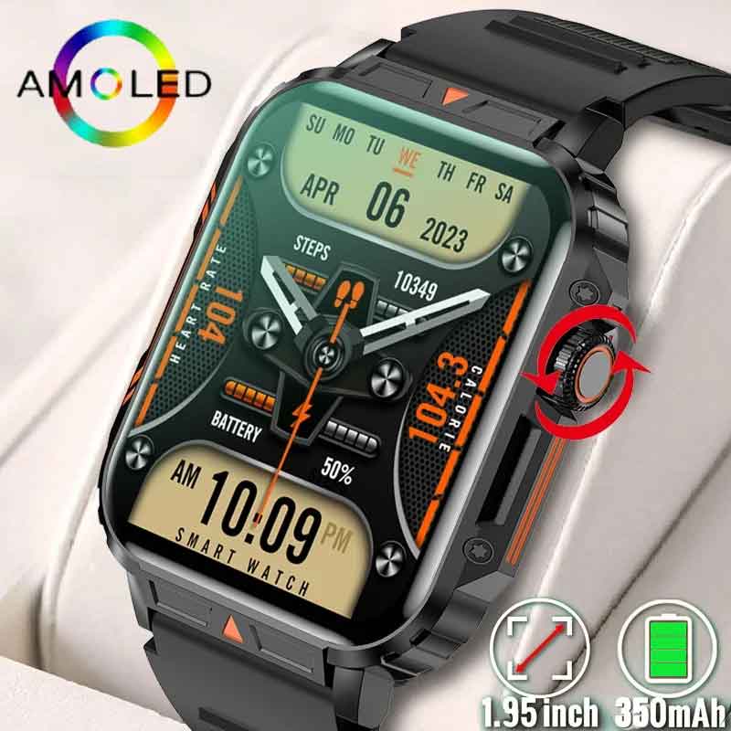 Smartwatch Military Watches For Men - 남성용 블루투스 통화 아몰레드 스마트워치, 야외