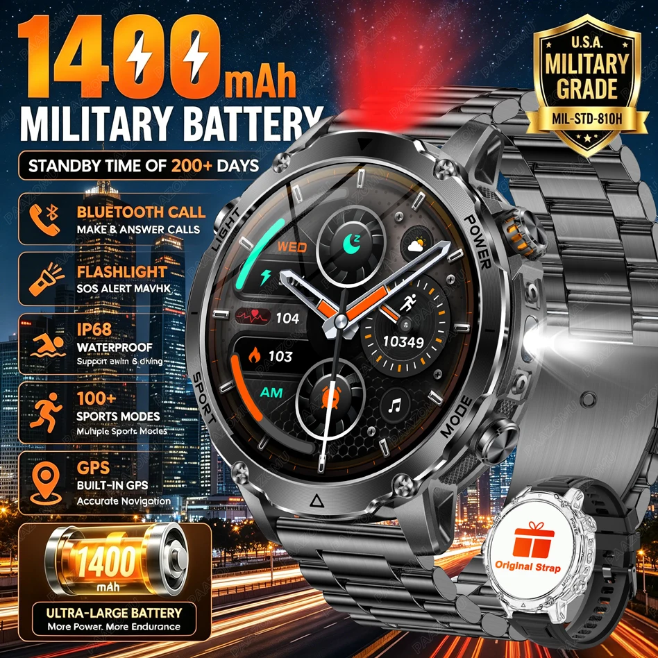 브랜드+1400mAh 대용량 배터리 스마트워치 남성용  - Smartwatch Branded Watches For Men 리뷰 및 가격