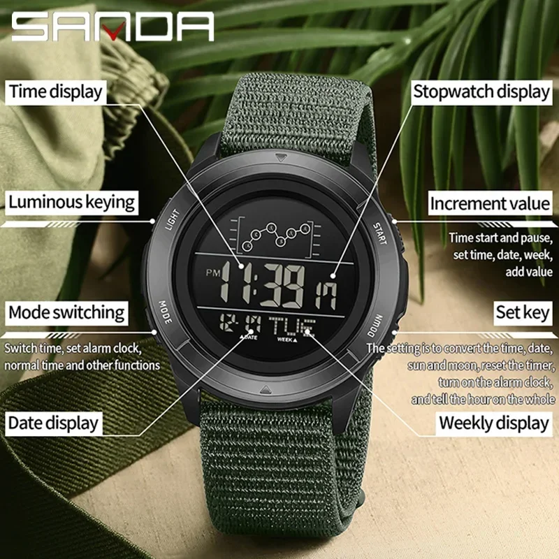 SANDA 2198 남성용 LED 디지털 스포츠 시계, - Tide Watch Surf 리뷰 및 가격