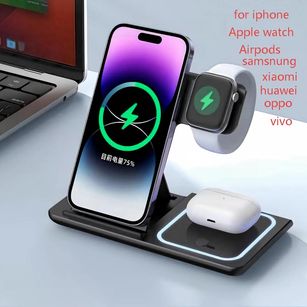 무선 충전기 홀더 스탠드 3 in 1 접이식 고속 충전 - Smartwatch Watches For Iphone 리뷰 및 가격