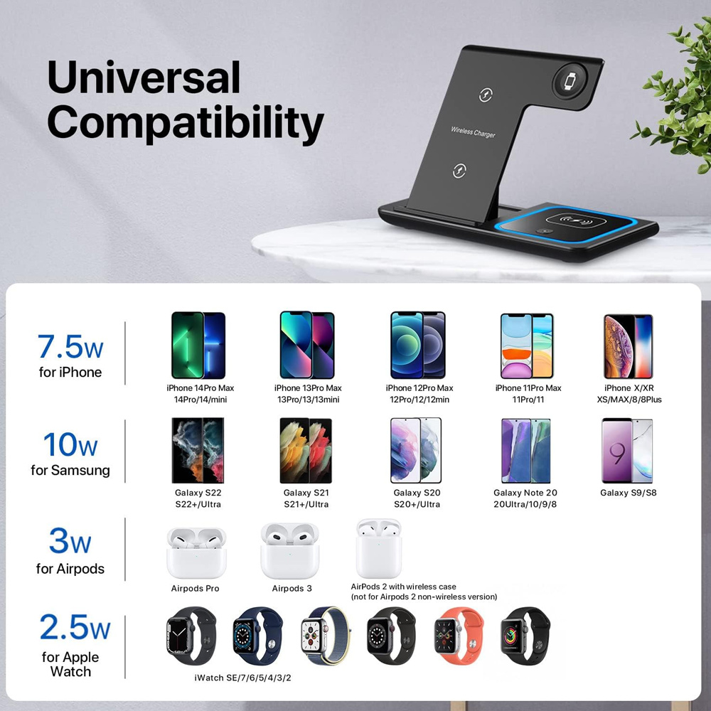 무선 충전기 홀더 스탠드 3 in 1 접이식 고속 충전 - Smartwatch Watches For Iphone 리뷰 및 가격