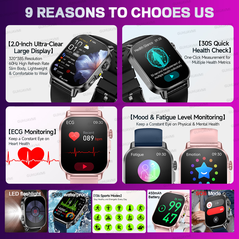 새로운 오리지널 여성 맞춤형 AI 건강 스마트워치 EC - Smartwatch New Watches For Women 리뷰 및 가격