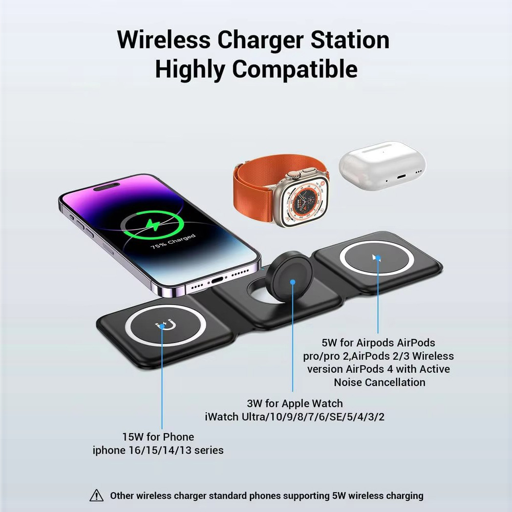 3-in-1 마그네틱 폴딩 무선 충전기, 15W 고속  - Smartwatch Watches For Iphone 리뷰 및 가격