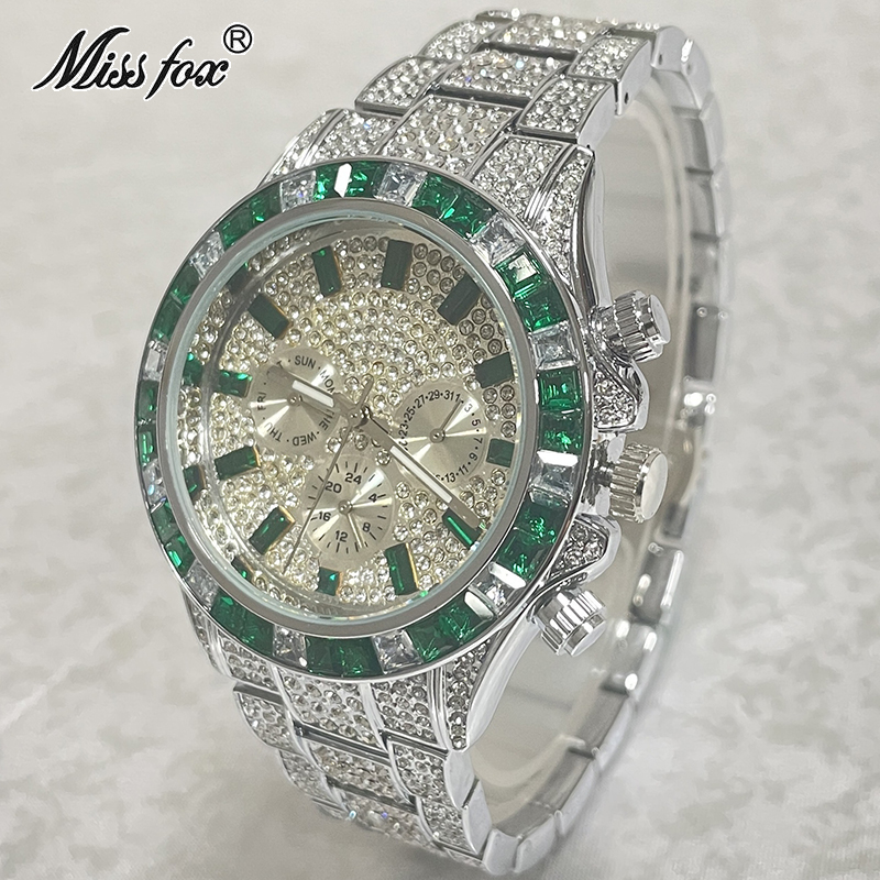 MISSFOX 남성용 실버 그린 패션 시계, 레인보우  - Smartwatch Branded Watches For Men 리뷰 및 가격
