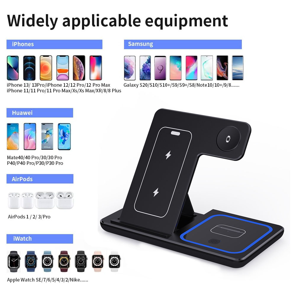 15W 3 in 1 무선 충전기 스탠드 패드 접이식 고 - Smartwatch Apple Watch 리뷰 및 가격