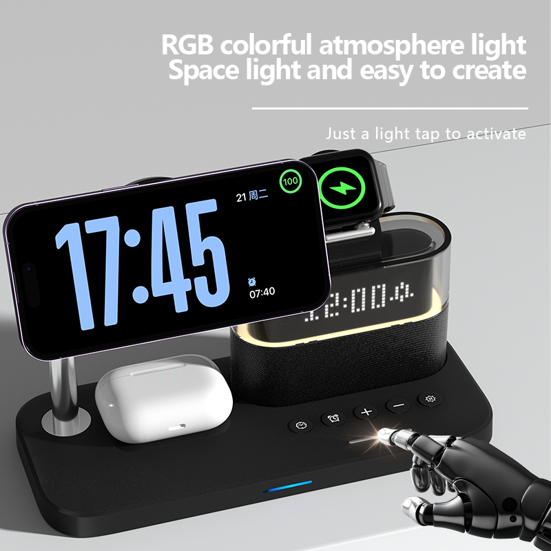 다기능 무선 충전기 스탠드 패드 RGB 라이트 알람 시 - Smartwatch Watches For Iphone 리뷰 및 가격