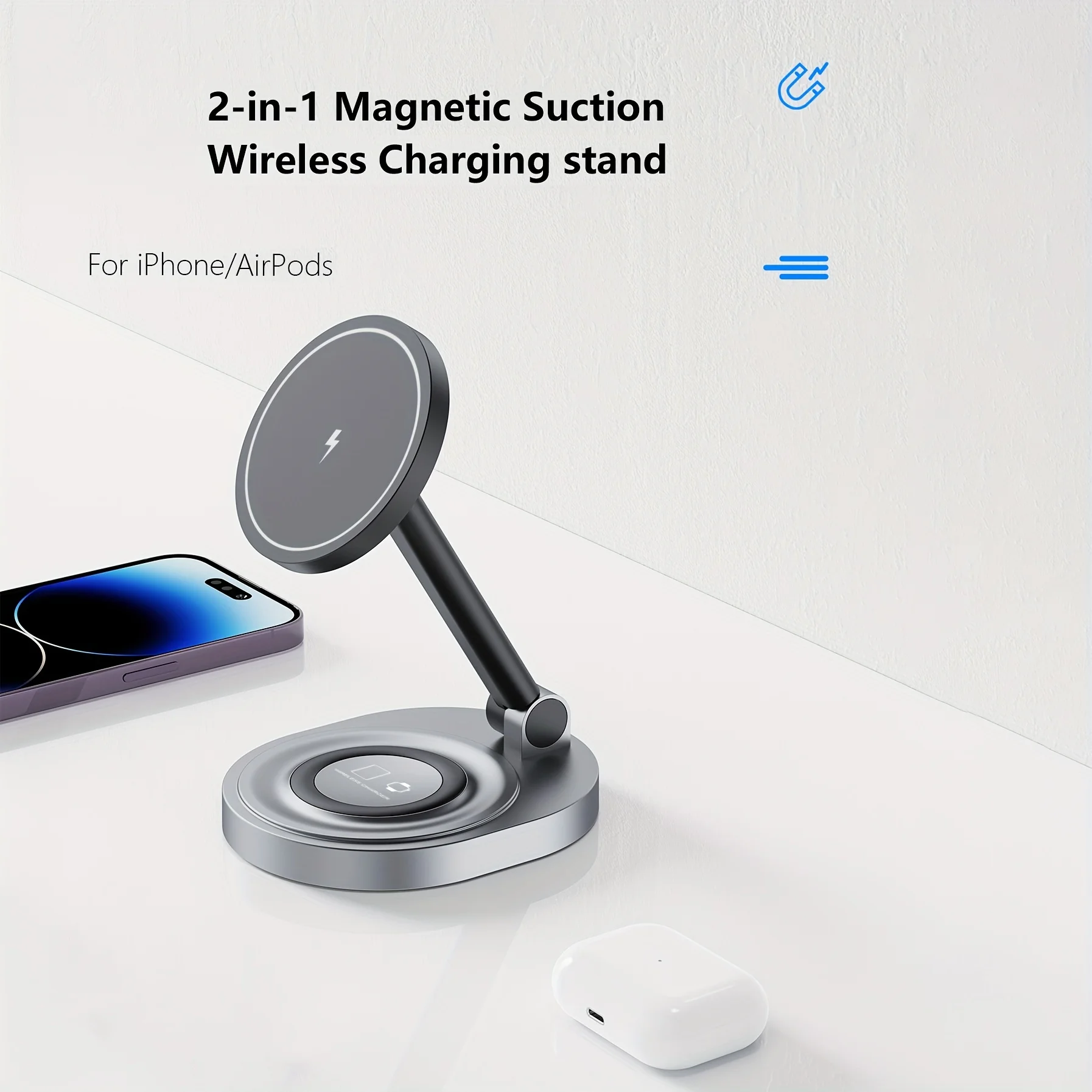 2 In 1 자기 무선 충전기 스탠드 패드 iPhone - Smartwatch Watches For Iphone 리뷰 및 가격