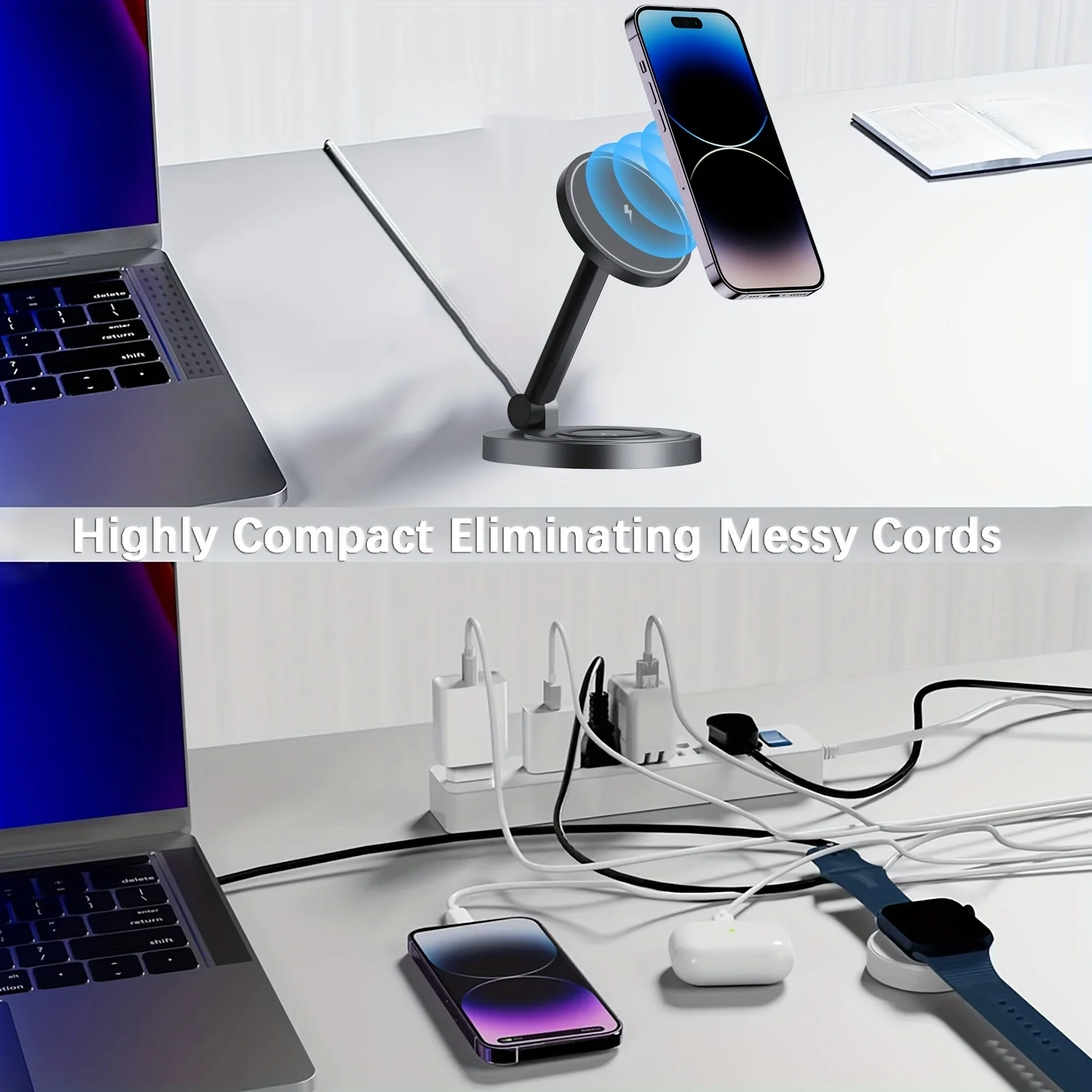 2 In 1 자기 무선 충전기 스탠드 패드 iPhone - Smartwatch Watches For Iphone 리뷰 및 가격