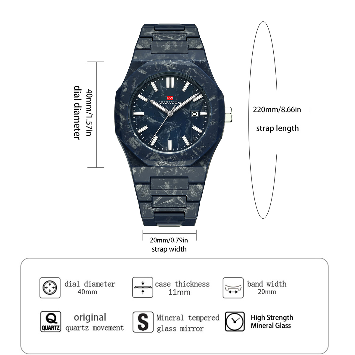 VA VA VOOM 남성용 시계 쿼츠 무브먼트 40mm - Smartwatch Military Watches For Men 리뷰 및 가격