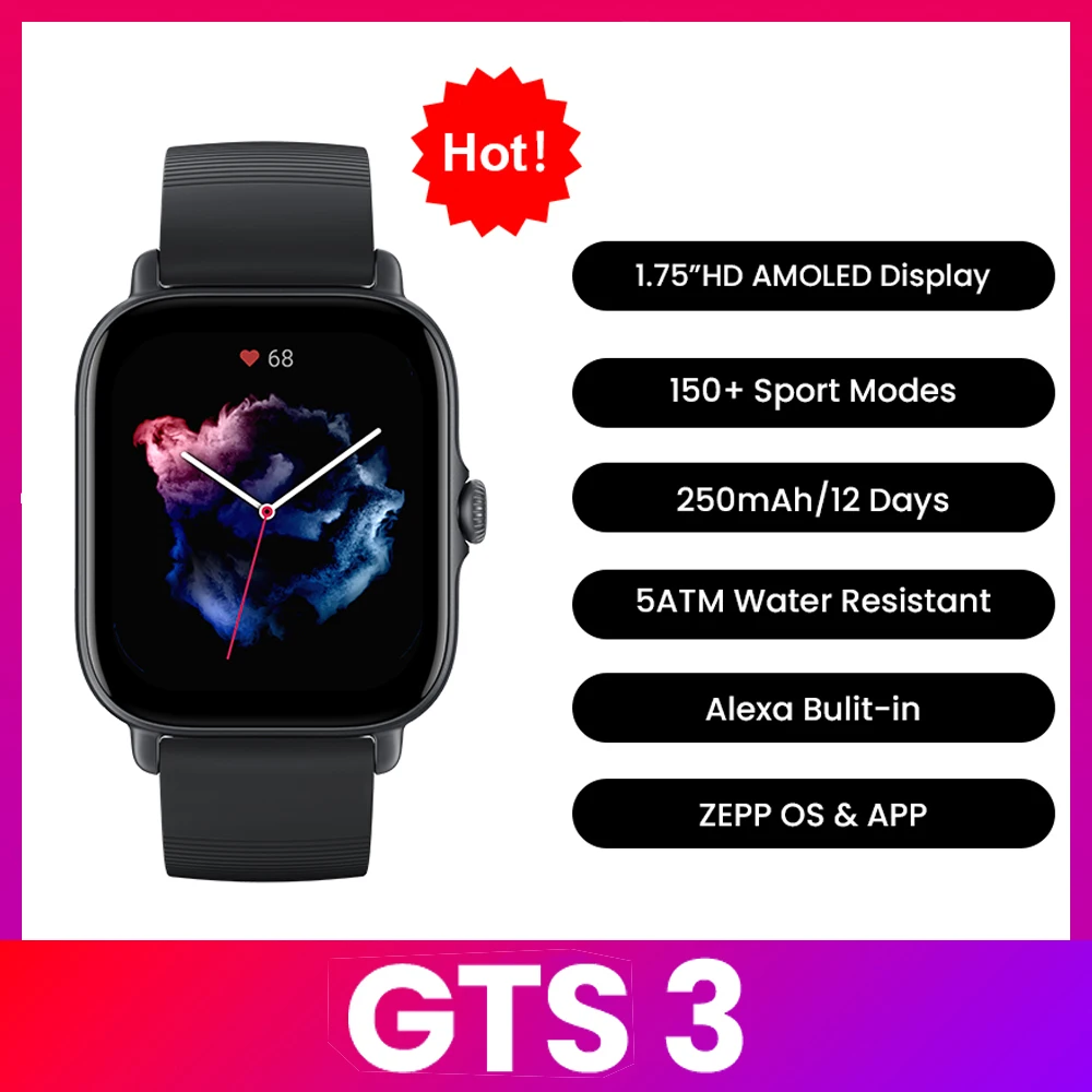 아마즈핏 GTS 3 스마트워치 5ATM 방수 GPS 블 - Smartwatch Refurbished Watches 리뷰 및 가격