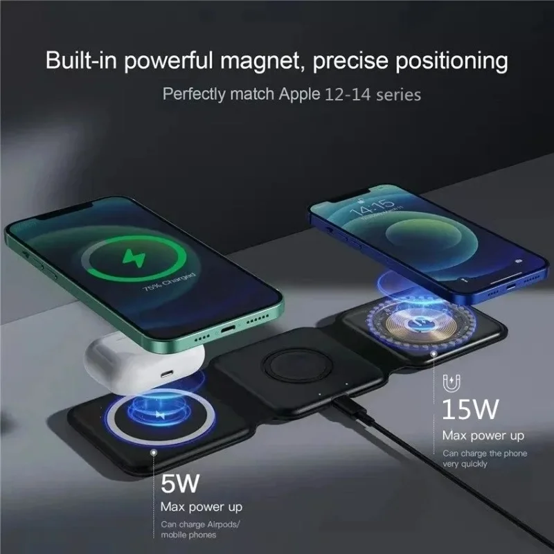 3 in 1 휴대용 마그네틱 무선 충전기 고속 충전 도 - Smartwatch Watches For Iphone 리뷰 및 가격