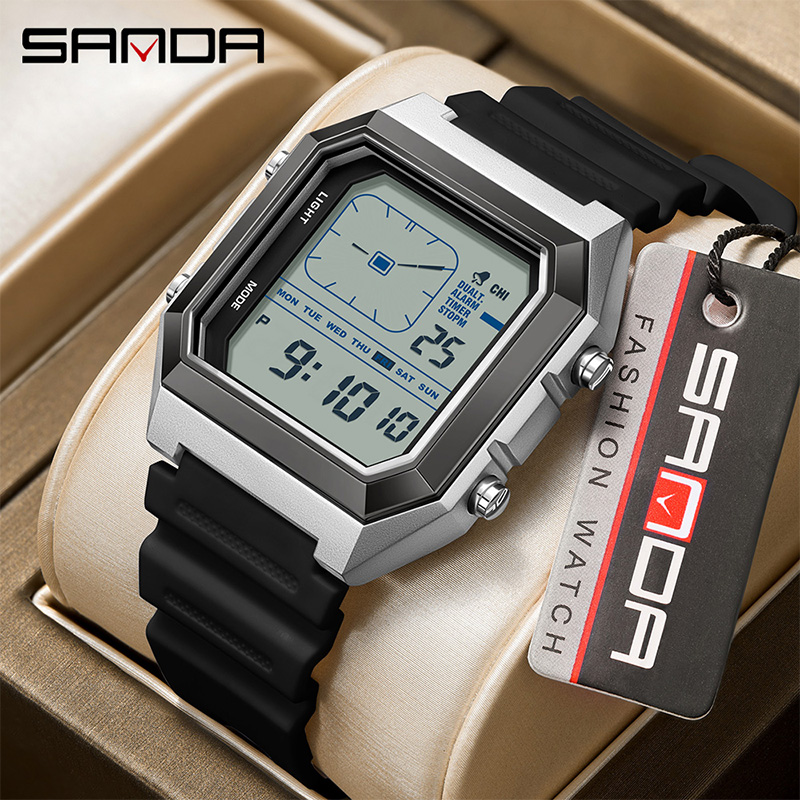 SANDA 6307 새로운 남성용 디지털 다기능 야간  - Tide Watch Surf 리뷰 및 가격