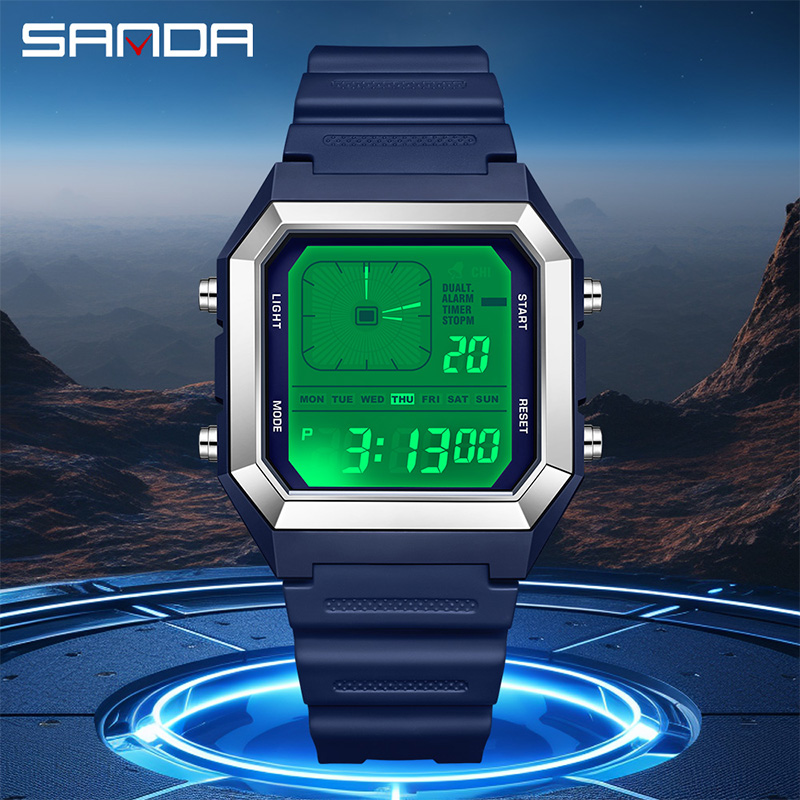 SANDA 6307 새로운 남성용 디지털 다기능 야간  - Tide Watch Surf 리뷰 및 가격